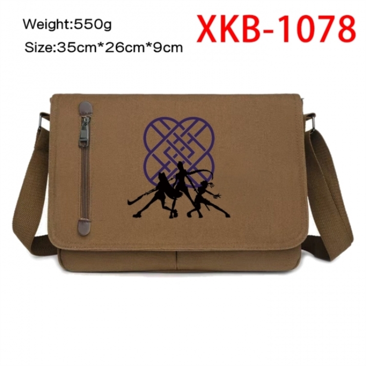 K-Pop Demon Hunters Anime Retro Canvas Shoulder Bag Crossbody Bag Mailman Bag 35x26x9cm