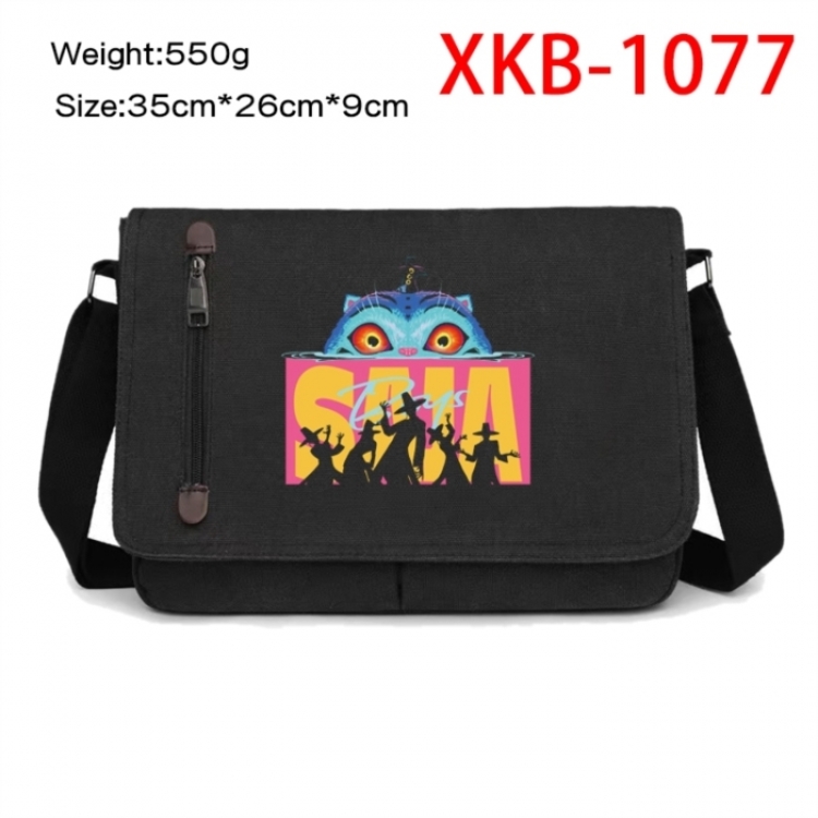 K-Pop Demon Hunters Anime Retro Canvas Shoulder Bag Crossbody Bag Mailman Bag 35x26x9cm