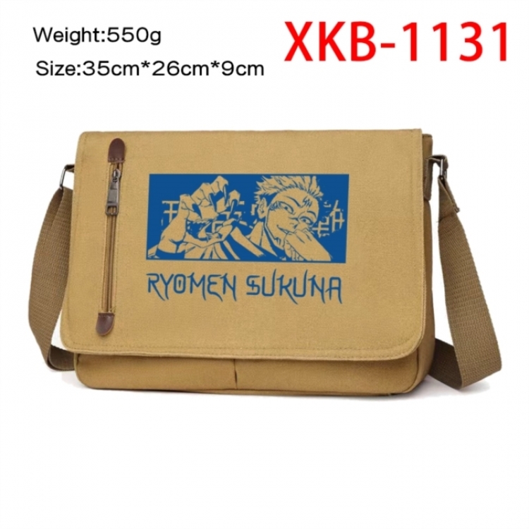 Jujutsu Kaisen Anime Retro Canvas Shoulder Bag Crossbody Bag Mailman Bag 35x26x9cm