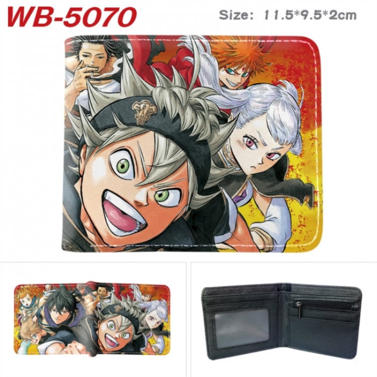 Black Clover Animation color PU leather half fold wallet 11.5X9X2CM