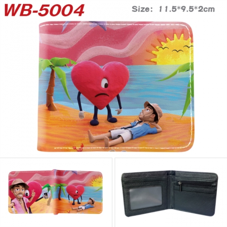 Bad Bunny Animation color PU leather half fold wallet 11.5X9X2CM