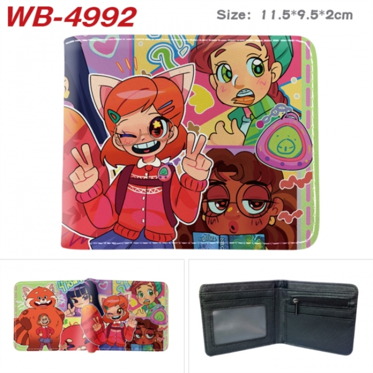 Turning Red Animation color PU leather half fold wallet 11.5X9X2CM