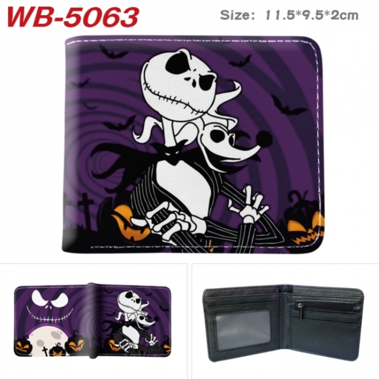 The Nightmare Before Christmas Animation color PU leather half fold wallet 11.5X9X2CM