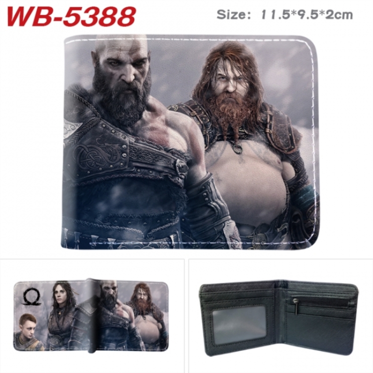 God of War Animation color PU leather half fold wallet 11.5X9X2CM