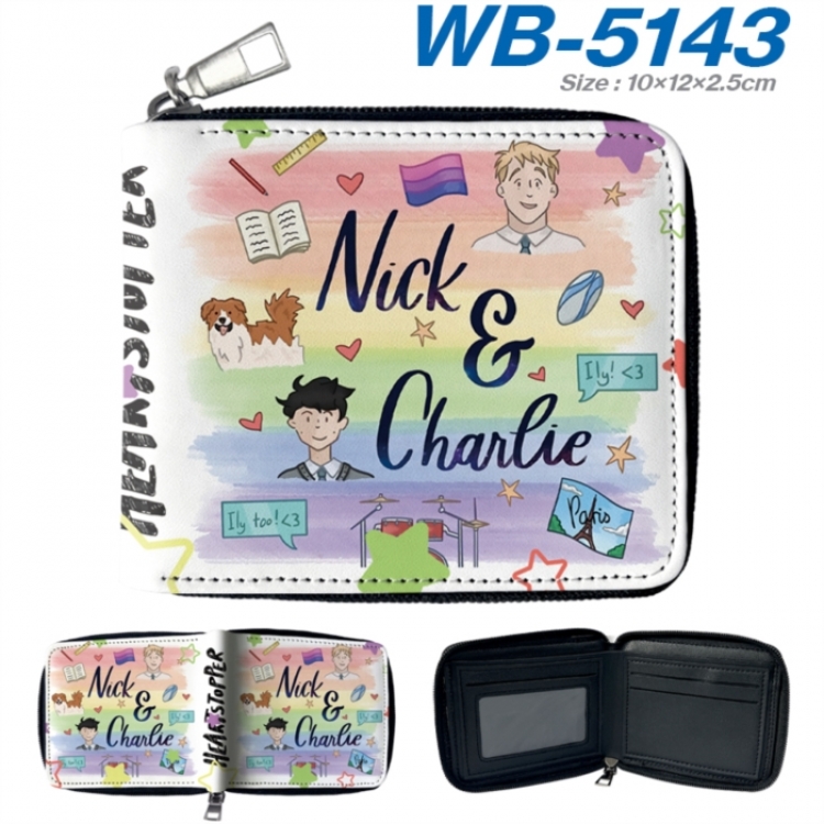 HEARTSTOPPER Anime color short full zip folding wallet 10x12x2.5cm