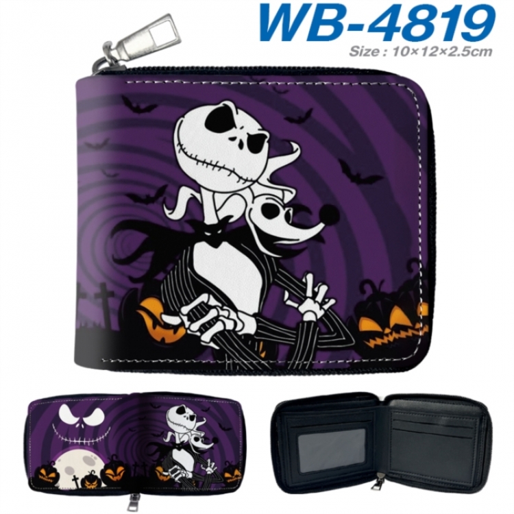 The Nightmare Before Christmas Anime color short full zip folding wallet 10x12x2.5cm