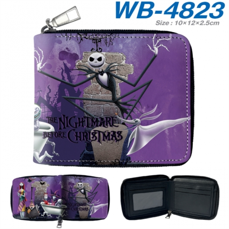 The Nightmare Before Christmas Anime color short full zip folding wallet 10x12x2.5cm