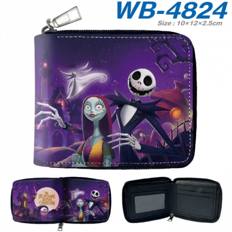 The Nightmare Before Christmas Anime color short full zip folding wallet 10x12x2.5cm