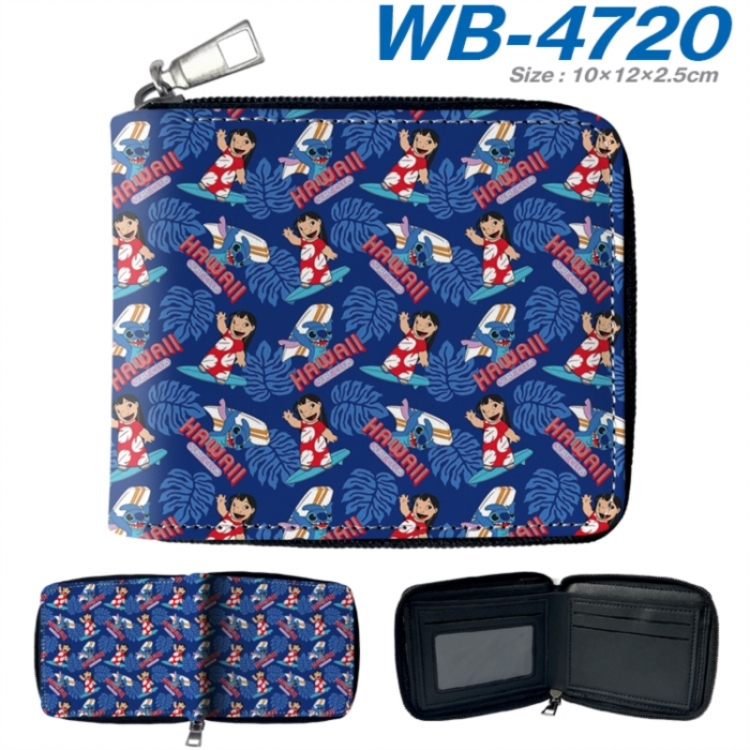 Lilo & Stitch Anime color short full zip folding wallet 10x12x2.5cm