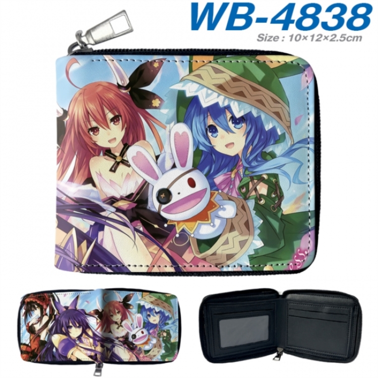 Date-A-Live Anime color short full zip folding wallet 10x12x2.5cm