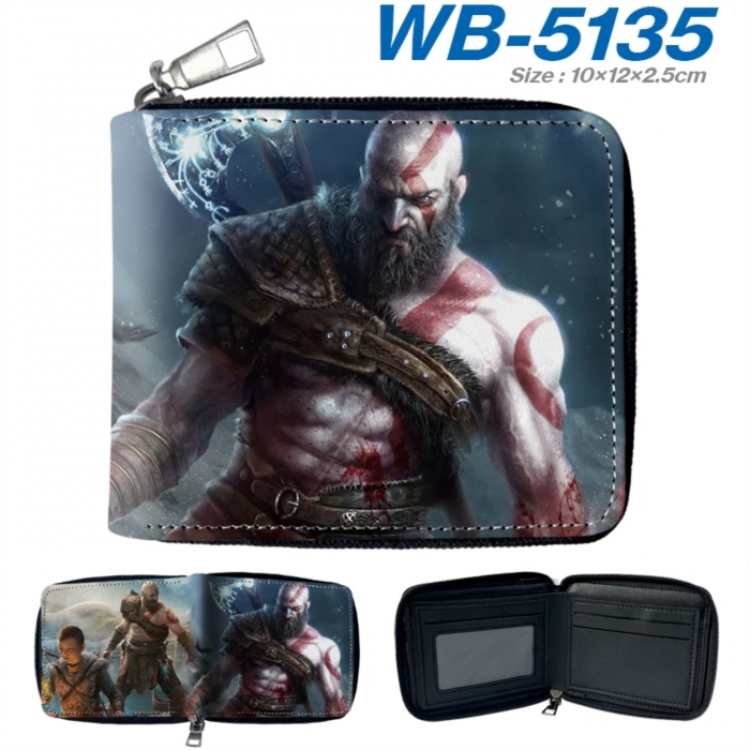 God of War Anime color short full zip folding wallet 10x12x2.5cm