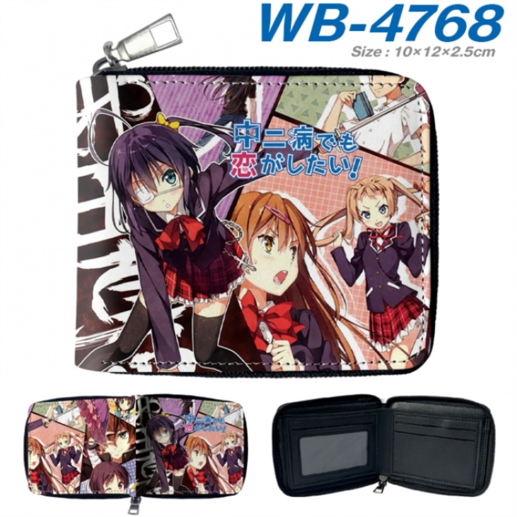 Chuunibyou Demo Koi Ga Shitai Anime color short full zip folding wallet 10x12x2.5cm