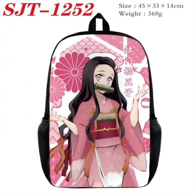 Demon Slayer Kimets Anime nylon canvas backpack student backpack 45x33x14cm
