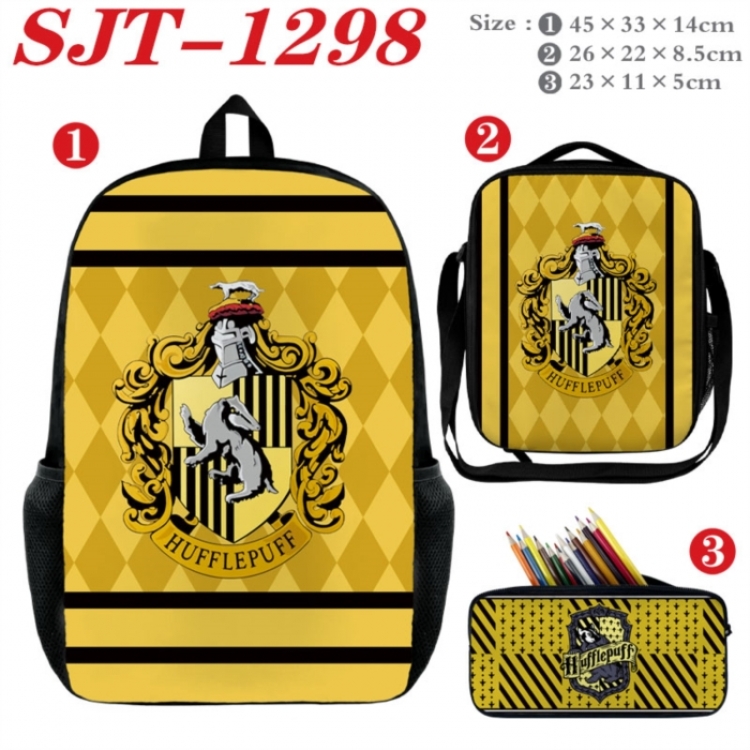 Harry Potter Anime nylon canvas backpack pencil case crossbody bag three piece set 45x33x14cm