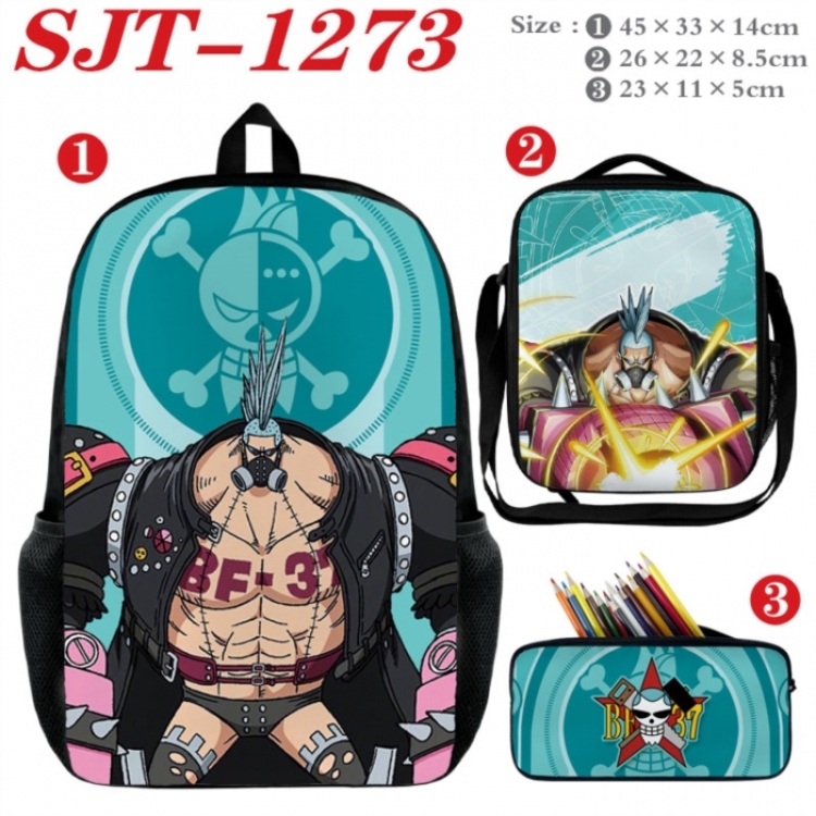 One Piece Anime nylon canvas backpack pencil case crossbody bag three piece set 45x33x14cm