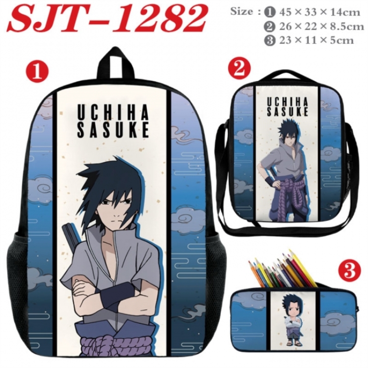 Naruto Anime nylon canvas backpack pencil case crossbody bag three piece set 45x33x14cm