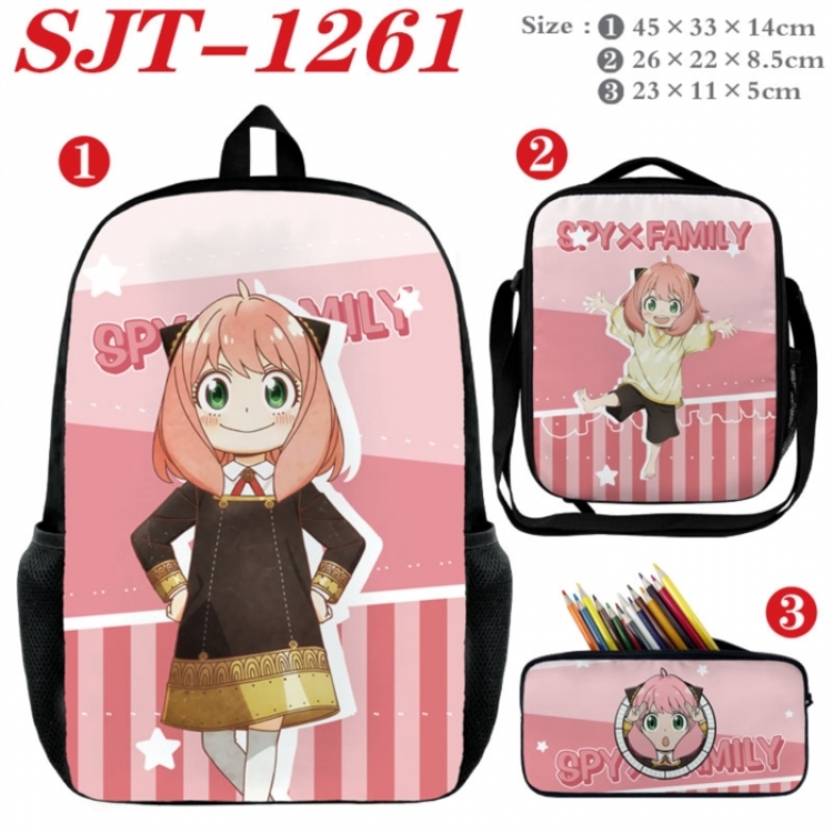 SPY×FAMILY Anime nylon canvas backpack pencil case crossbody bag three piece set 45x33x14cm
