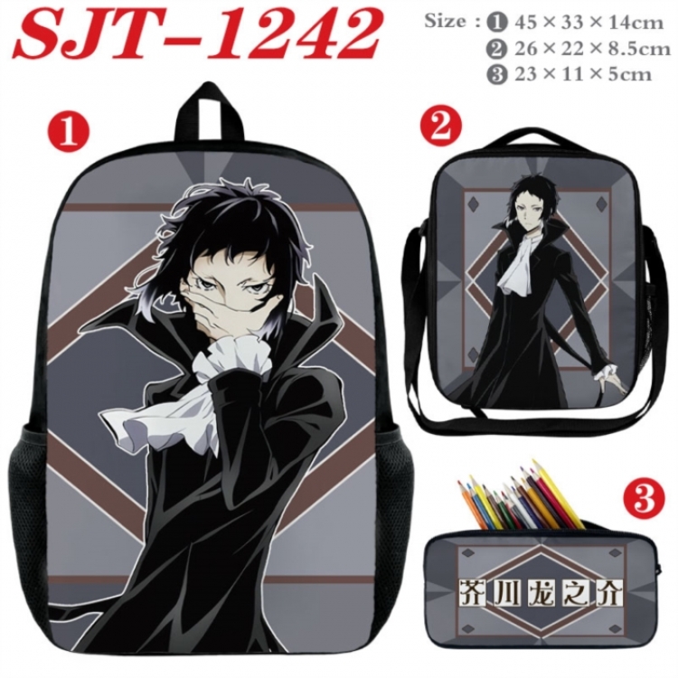 Bungo Stray Dogs Anime nylon canvas backpack pencil case crossbody bag three piece set 45x33x14cm