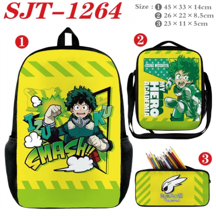 My Hero Academia Anime nylon canvas backpack pencil case crossbody bag three piece set 45x33x14cm