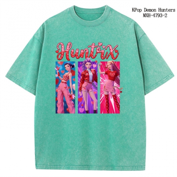 K-Pop Demon Hunters Anime peripheral pure cotton washed and worn T-shirt from S to 4XL