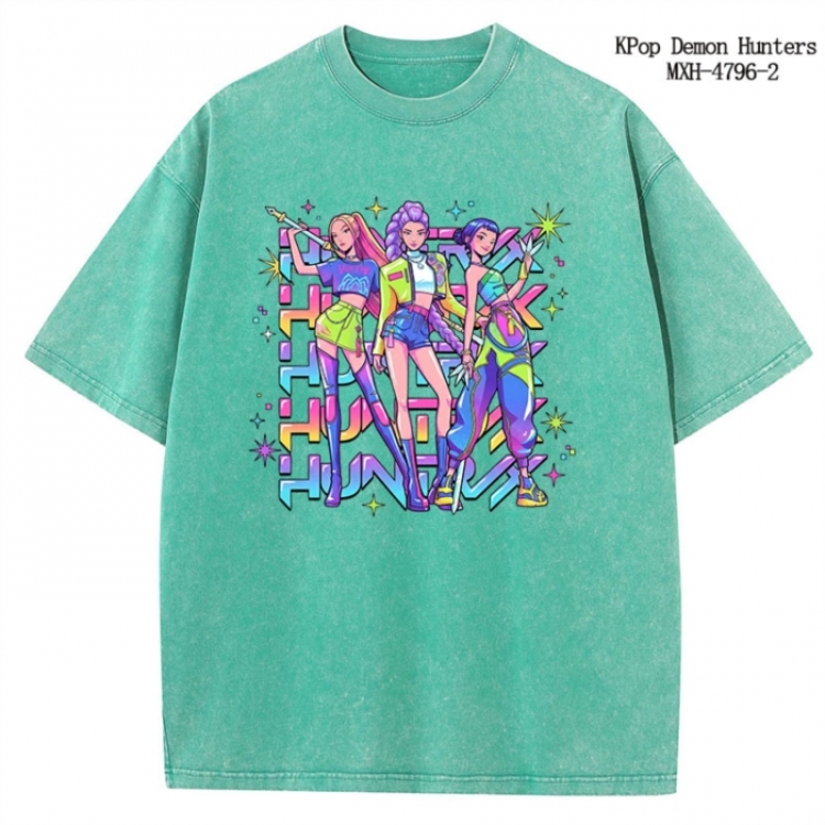 K-Pop Demon Hunters Anime peripheral pure cotton washed and worn T-shirt from S to 4XL