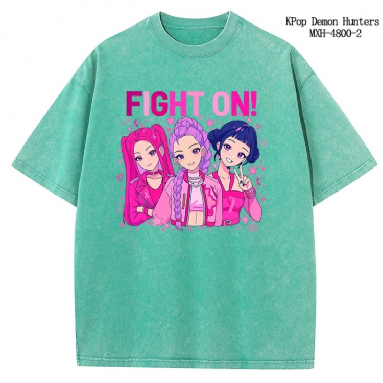 K-Pop Demon Hunters Anime peripheral pure cotton washed and worn T-shirt from S to 4XL