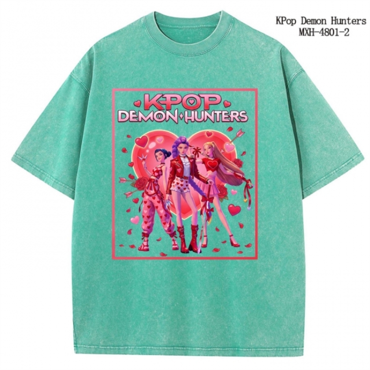 K-Pop Demon Hunters Anime peripheral pure cotton washed and worn T-shirt from S to 4XL