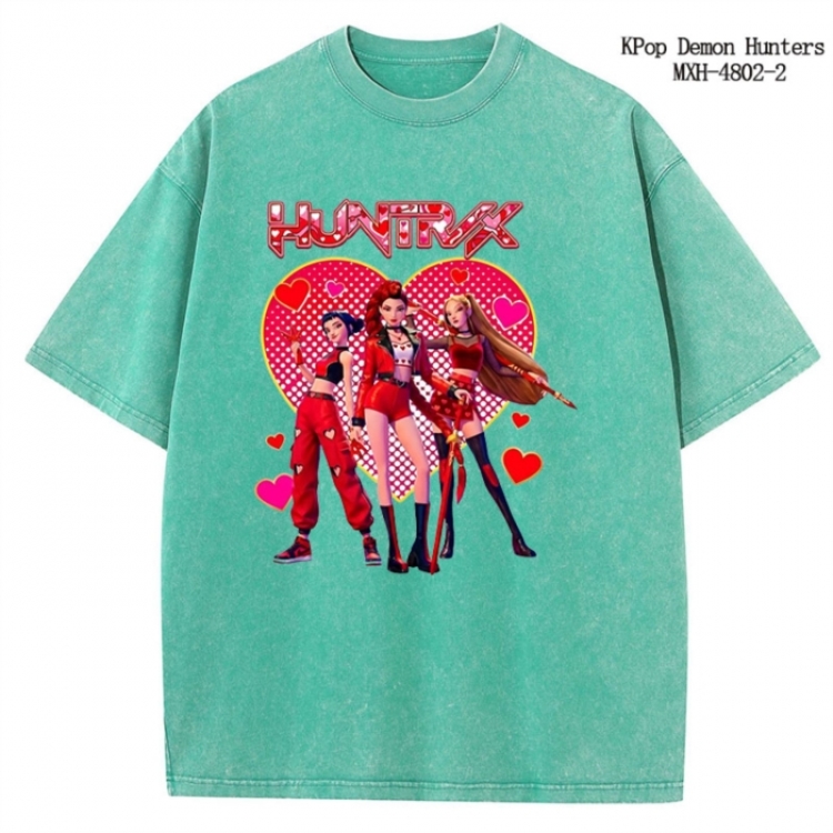 K-Pop Demon Hunters Anime peripheral pure cotton washed and worn T-shirt from S to 4XL