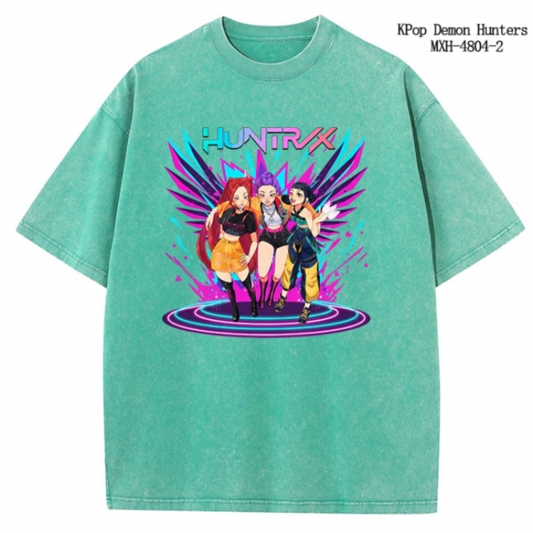 K-Pop Demon Hunters Anime peripheral pure cotton washed and worn T-shirt from S to 4XL