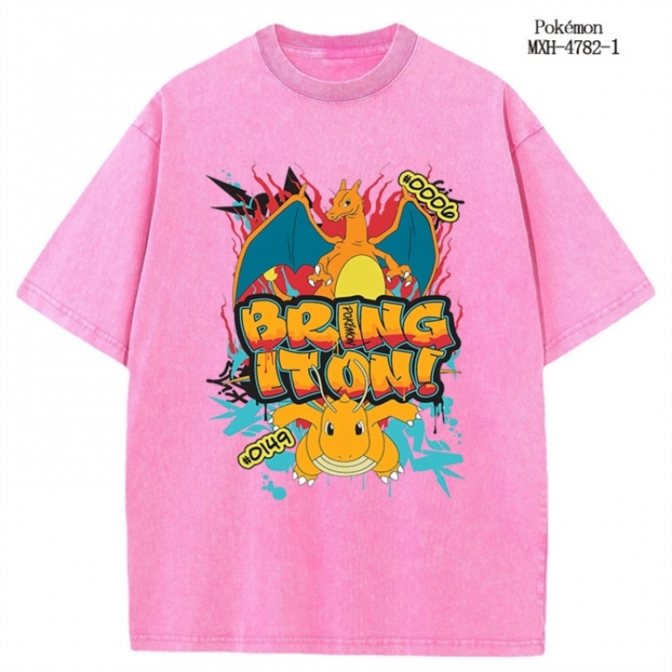 Pokemon Anime peripheral pure cotton washed and worn T-shirt from S to 4XL
