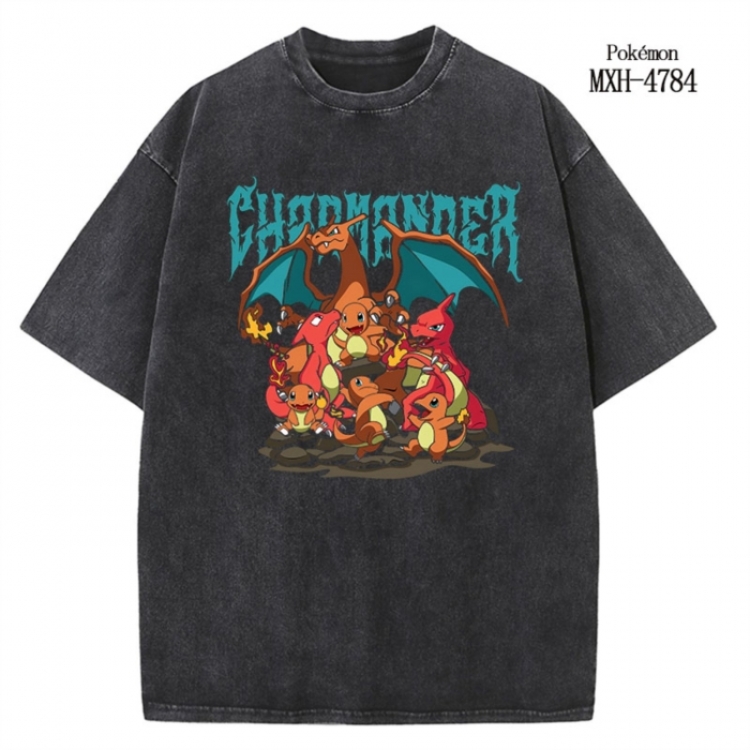 Pokemon Anime peripheral pure cotton washed and worn T-shirt from S to 4XL