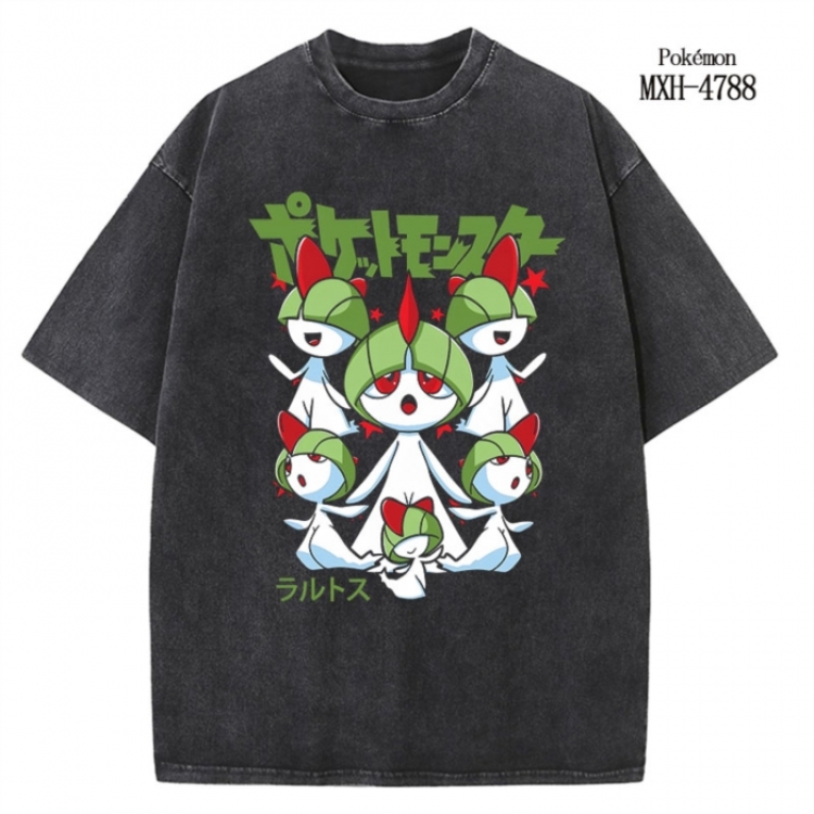 Pokemon Anime peripheral pure cotton washed and worn T-shirt from S to 4XL