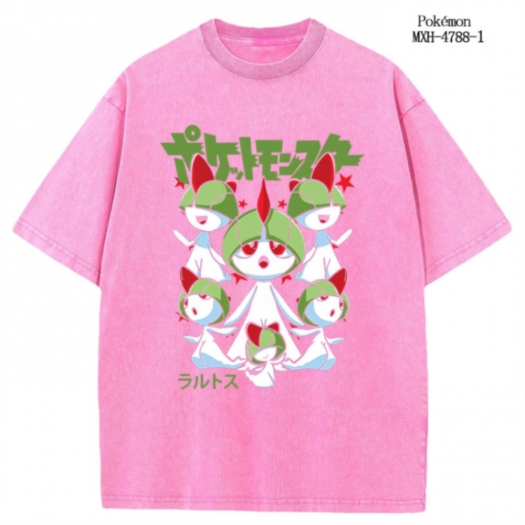 Pokemon Anime peripheral pure cotton washed and worn T-shirt from S to 4XL