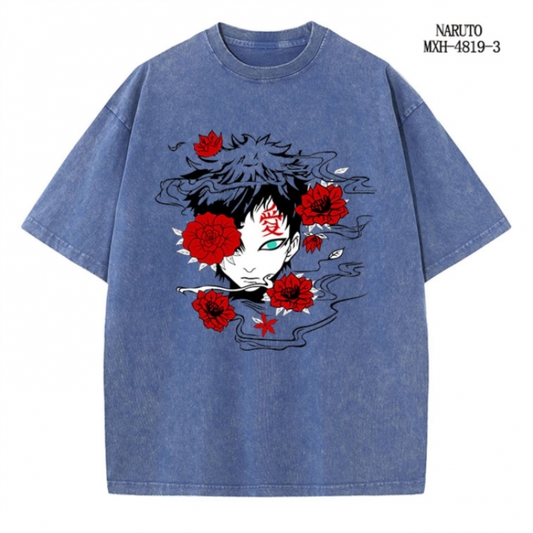Naruto Anime peripheral pure cotton washed and worn T-shirt from S to 4XL