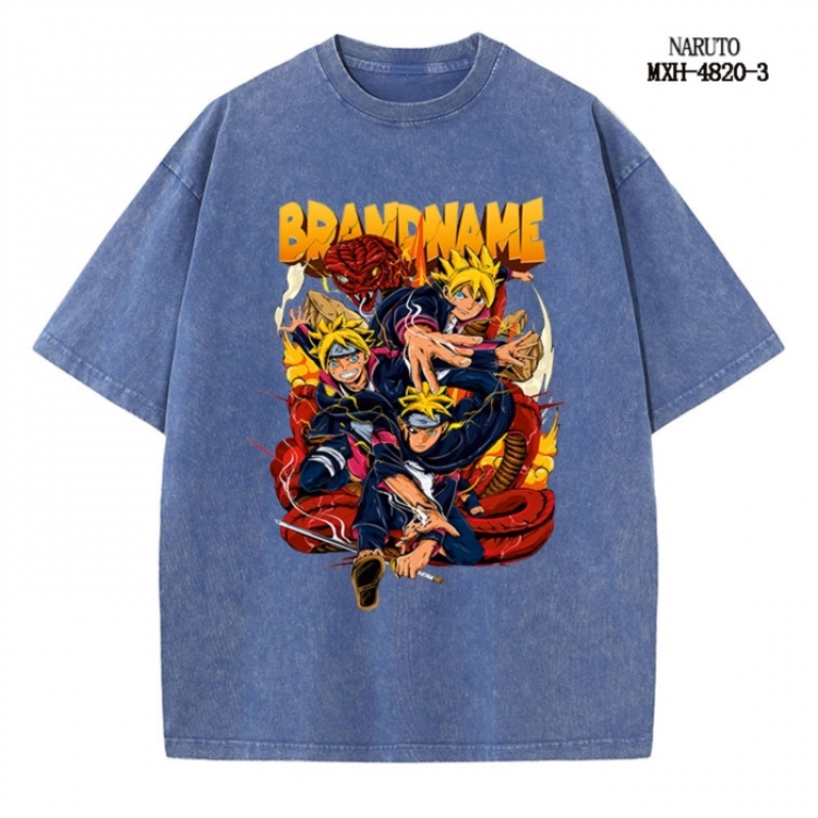 Naruto Anime peripheral pure cotton washed and worn T-shirt from S to 4XL