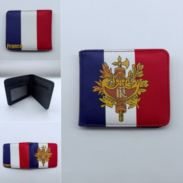 France Full color Two fold short card case wallet 11X9.5CM