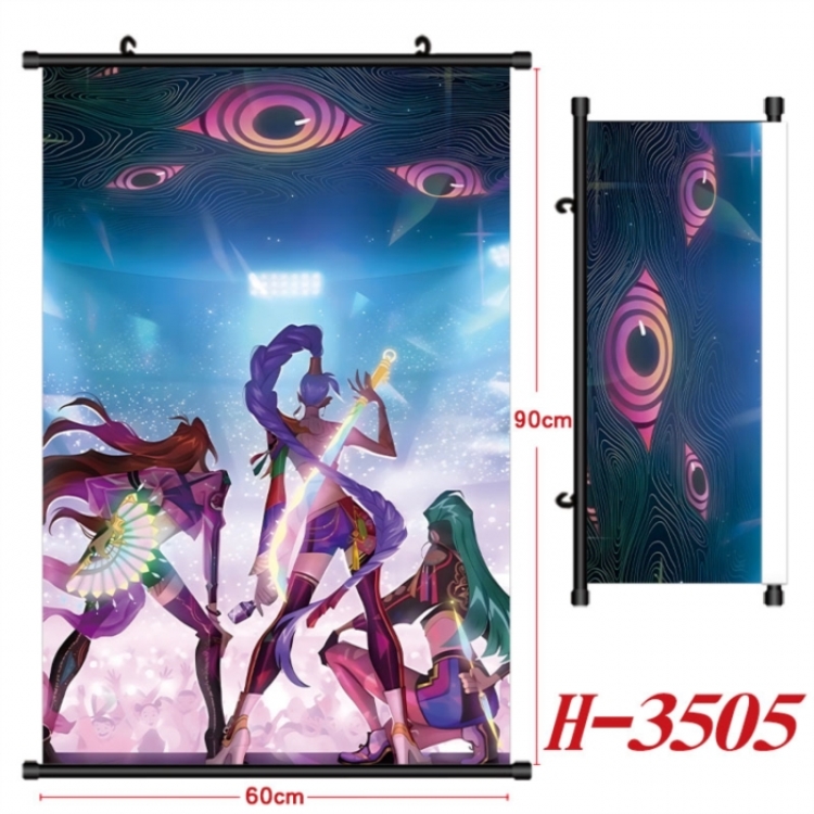 K-Pop Demon Hunters Anime Black Plastic Rod Canvas Painting Wall Scroll 60X90CM
