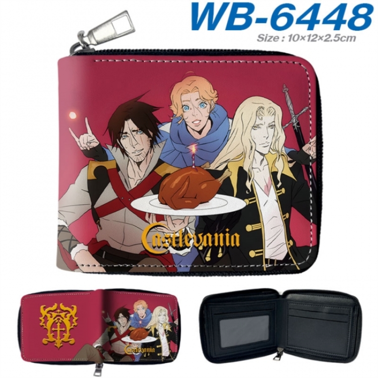 Castlevania Anime color short full zip folding wallet 10x12x2.5cm