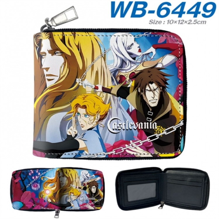 Castlevania Anime color short full zip folding wallet 10x12x2.5cm
