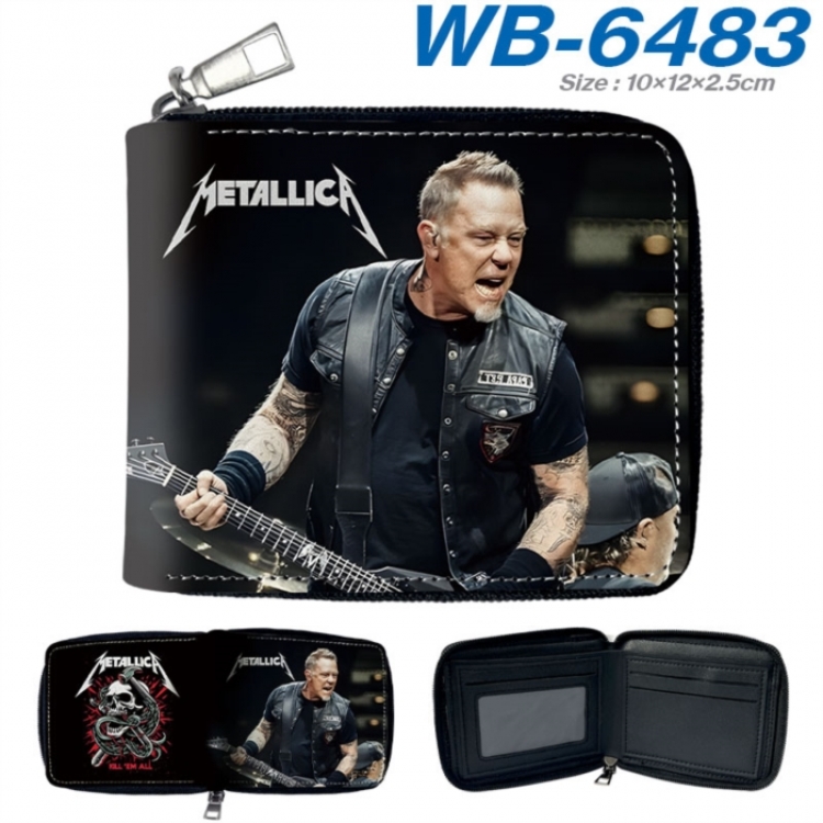 Metallica Anime color short full zip folding wallet 10x12x2.5cm