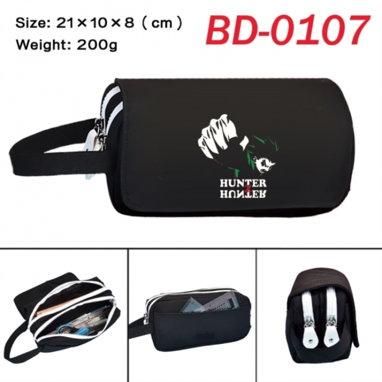HunterXHunter Anime peripheral handheld large capacity double-layer Oxford cloth pencil case 21X10X8cm