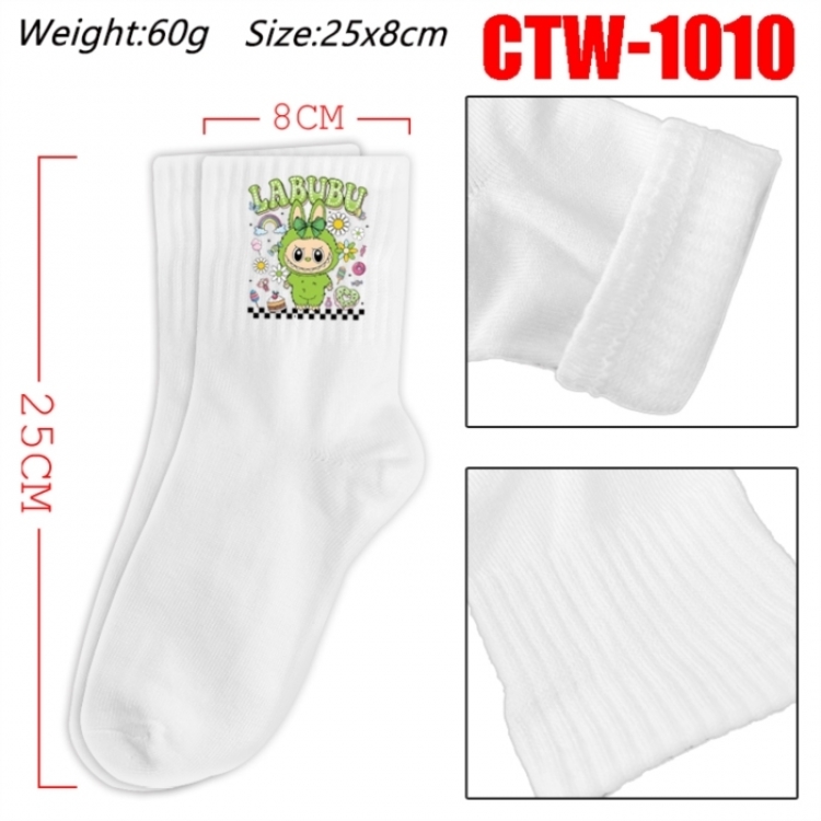 Labubu Anime Print Long Crew Cotton Socks 25x8cm