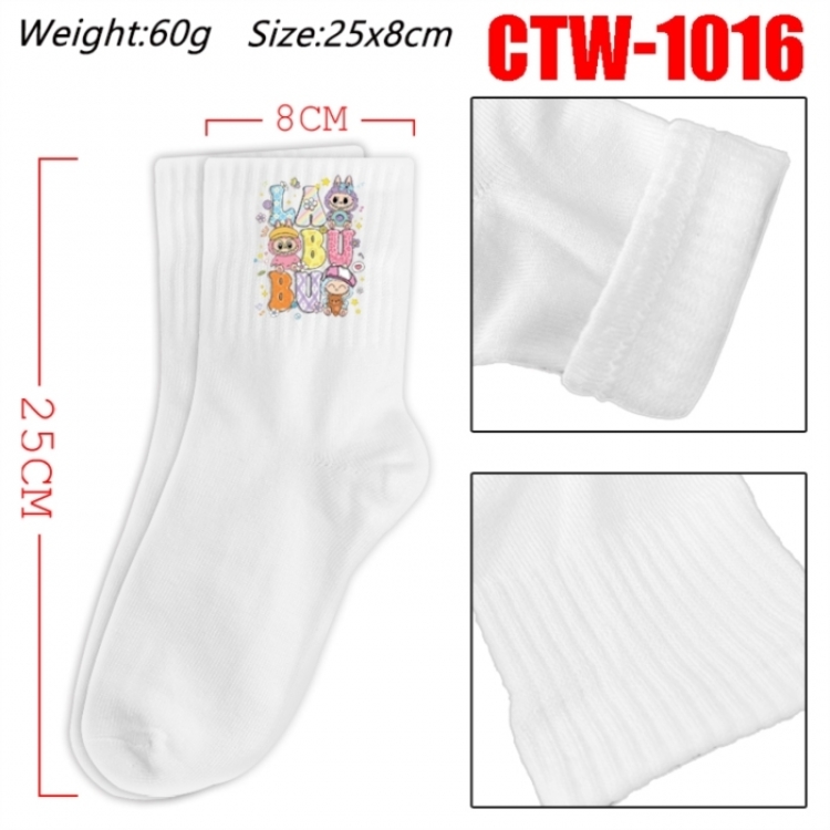 Labubu Anime Print Long Crew Cotton Socks 25x8cm