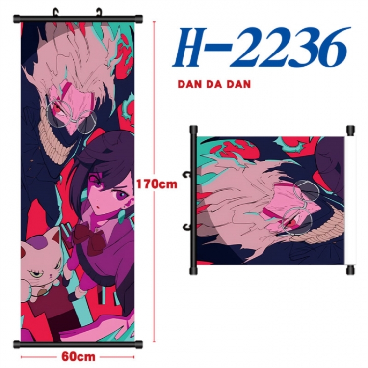 DANDADAN Black plastic rod cloth hanging canvas painting Wall Scroll 60x170cm