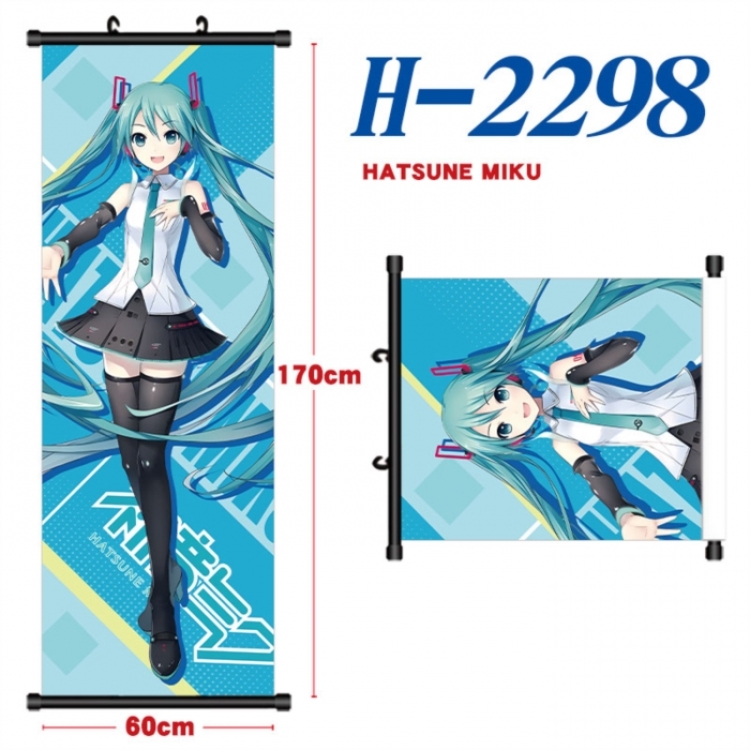 Hatsune Miku Black plastic rod cloth hanging canvas painting Wall Scroll 60x170cm
