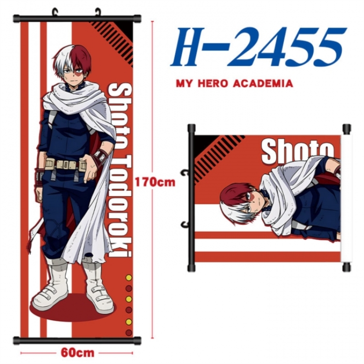 My Hero Academia Black plastic rod cloth hanging canvas painting Wall Scroll 60x170cm