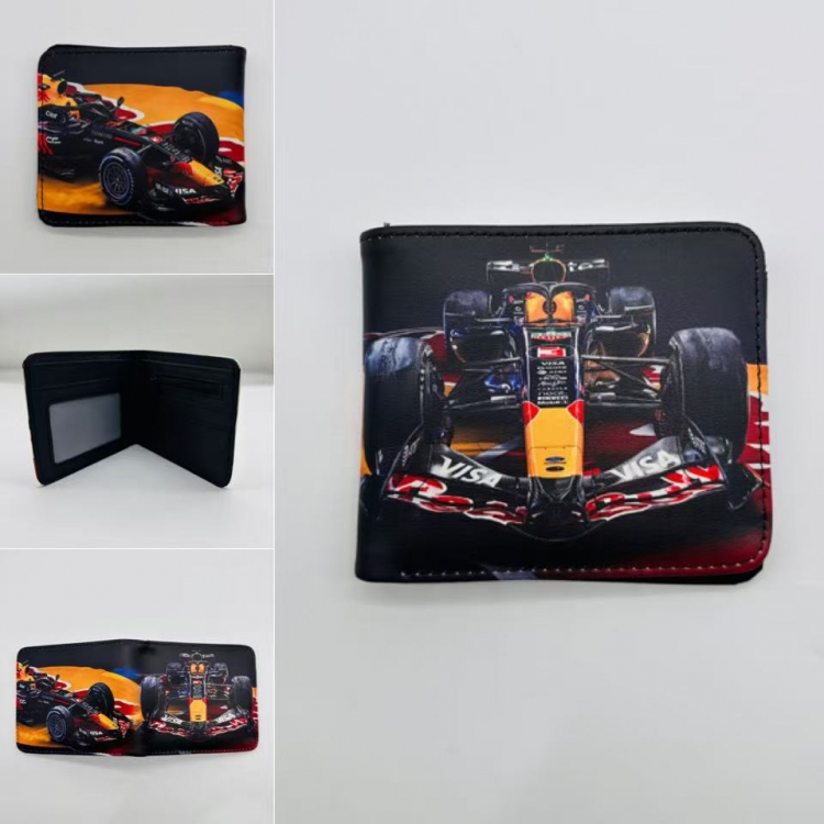 F1 Cars Full color Two fold short card case wallet 11X9.5CM
