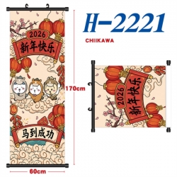  Chiikawa Black plastic rod cloth hanging canvas painting Wall Scroll 60x170cm