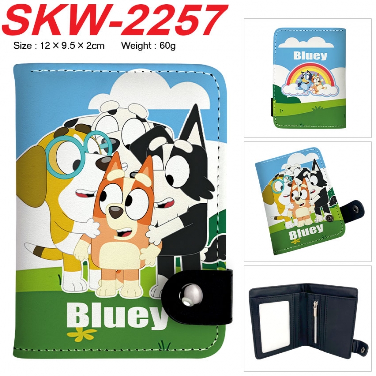 Bluey Anime vertical button folding wallet 12X9.5X2CM 60g