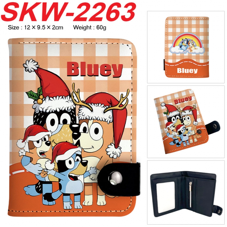 Bluey Anime vertical button folding wallet 12X9.5X2CM 60g